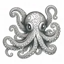 cute octopus whose arms form an E made tattoo design idea