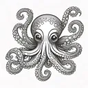cute octopus whose arms form an E made tattoo design idea