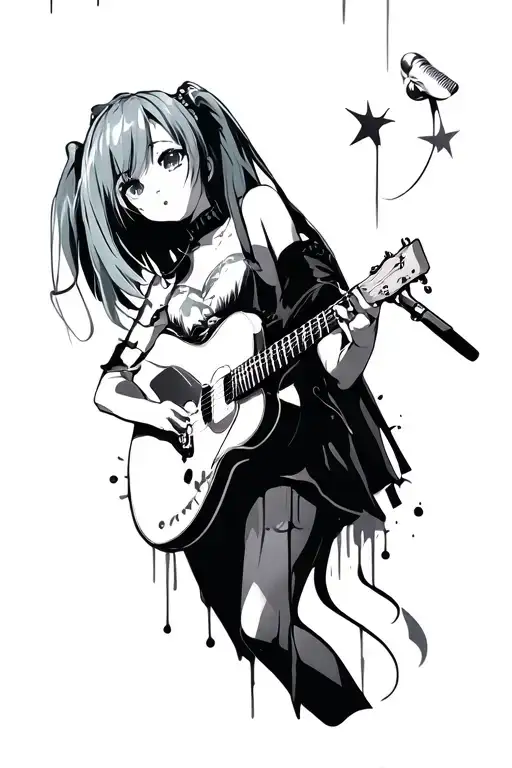 Miku singing tattoo design idea