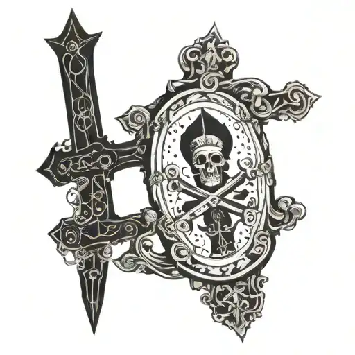 A Saint Peter's Cross infrount of the Neros circus tattoo design idea