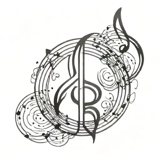 Peace, self-love, empathy, korean, music note intertwined tattoo design idea