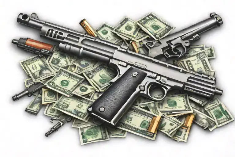 guns money drugs tattoo design idea