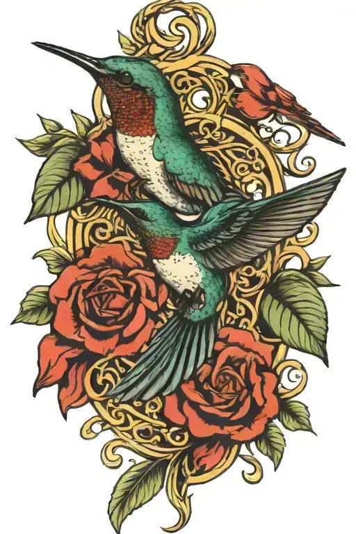 family hummingbird love infinity symbol tattoo design idea