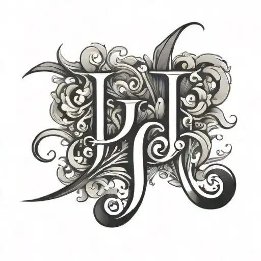 J and C initials simple three times tattoo design idea