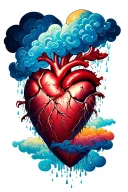 cloud raining on a heart, the quote "not all storms come to destroy your life, some come to clear your path" tattoo design idea