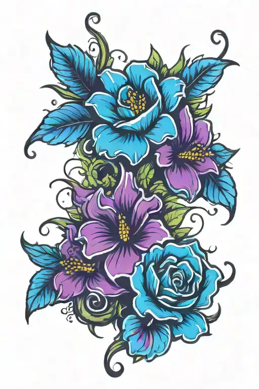 hustler and flower  tattoo design idea