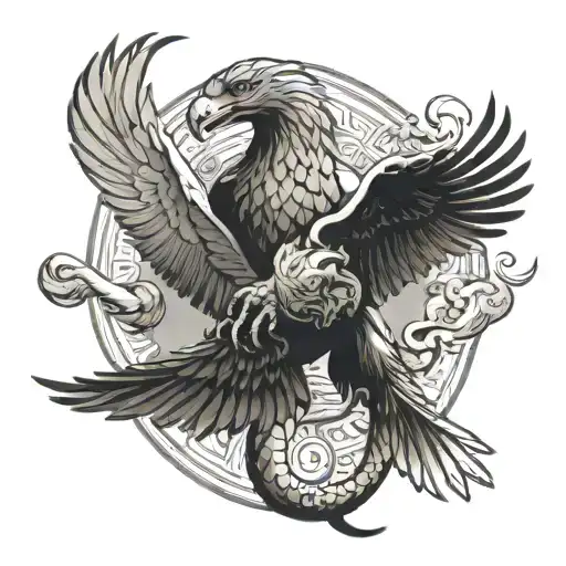 snake and eagle fighting  tattoo design idea