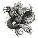 snake and eagle fighting  tattoo design idea