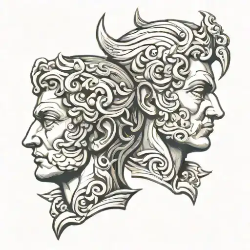 Janus head tattoo design idea