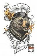 happy bear chef flambe tattoo design idea