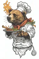 happy bear chef flambe tattoo design idea
