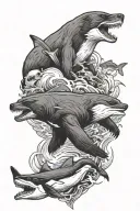 bear, eagle, orca and shark tattoo design idea