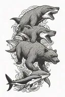 bear, eagle, orca and shark tattoo design idea