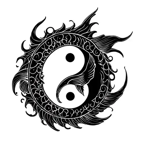 ying yang fish round logo incorporated tattoo design idea