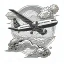 a modern aeroplane flying away tattoo design idea