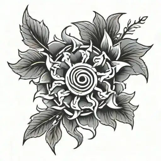 naruto seal flower surrounded tattoo design idea