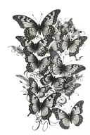  a trail of delicate butterflies Each butterfly can be unique in color and pattern, creating a vibrant and dynamic compo tattoo design idea