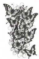  a trail of delicate butterflies Each butterfly can be unique in color and pattern, creating a vibrant and dynamic compo tattoo design idea