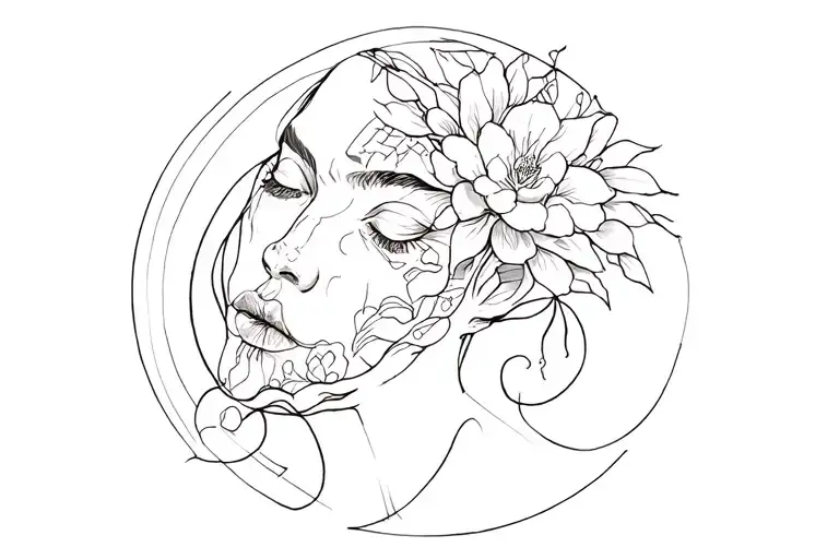 Gloomy tattoo in the styles of minimalism, personifying rebirth, but with echoes of the past tattoo design idea