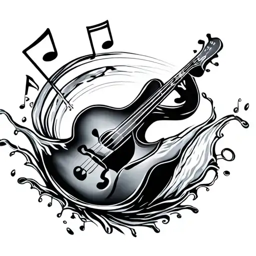 water bearer pouring music notes tattoo design idea
