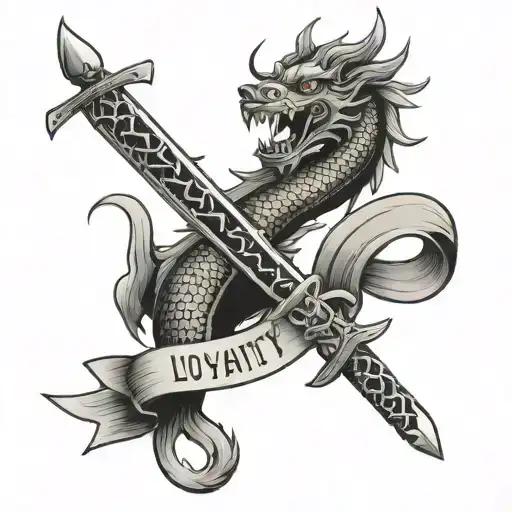 loyalty chinese and sword going tattoo design idea