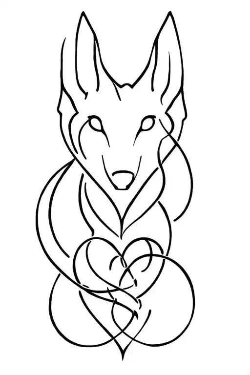 Wolf, Triskel BDSM Infinite Love with DEUC Coeur tattoo design idea