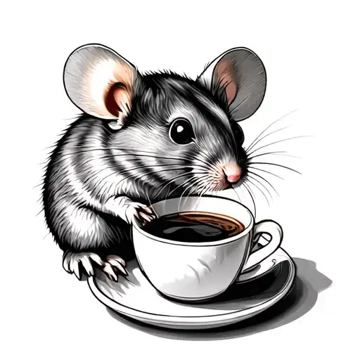 mouse drinking coffee tattoo design idea
