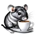 mouse drinking coffee tattoo design idea
