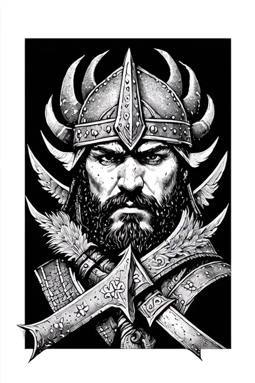 Scottish viking warrior tattoo design idea