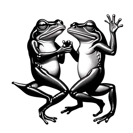 frogs dancing together tattoo design idea
