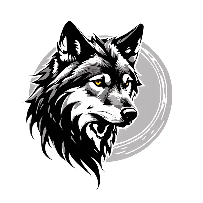 shadow wolf silhouette tattoo design idea