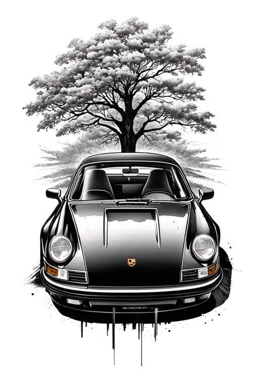 porsche 911 classic tattoo design idea