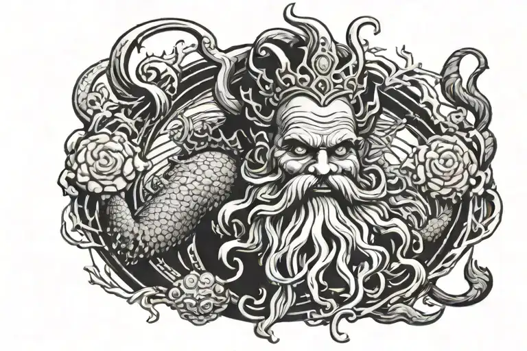 king Neptune tattoo design idea