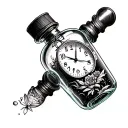 time in a bottle tattoo design idea