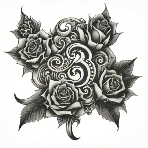 number 3 and family tattoo design idea