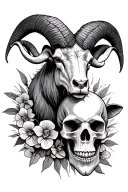 ram and skulls  tattoo design idea