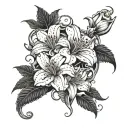 A celestial design featuring intertwined vines of roses and lilies, symbolizing eternal love and beauty tattoo design idea