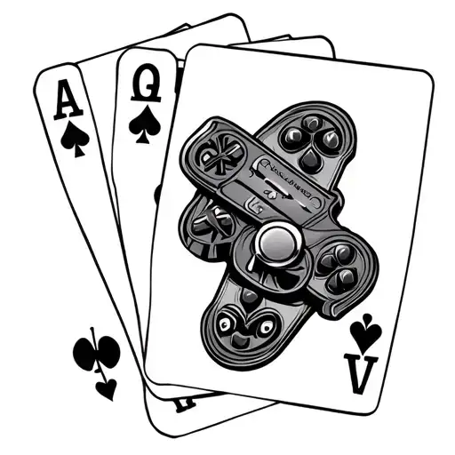 gambler, gamer, metal tattoo design idea