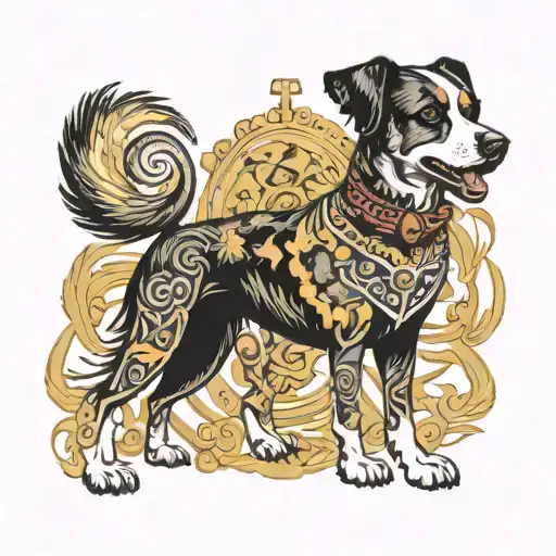 canarian dog breeds contempt" surrounded tattoo design idea