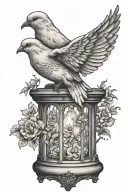 dove candle morph with gothic window looking tattoo design idea