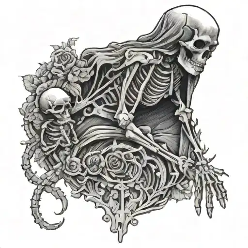 skeleton hail mary tattoo design idea