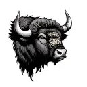 bison head tattoo design idea