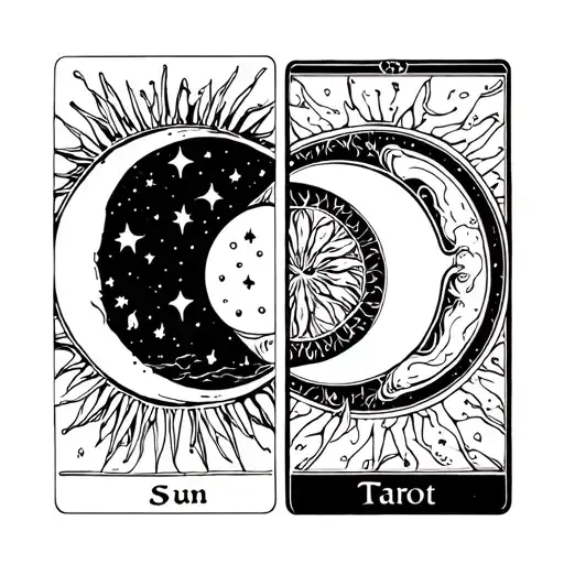 sun and moon tarot card tattoo design idea