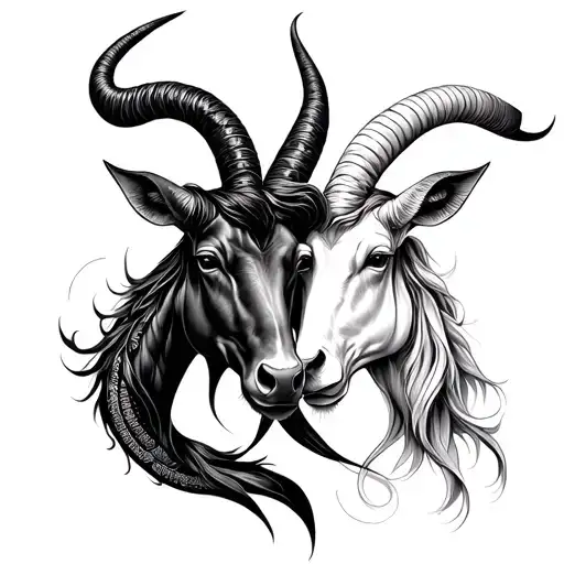 Capricorn and Taurus zodiac symbol intertwined tattoo design idea