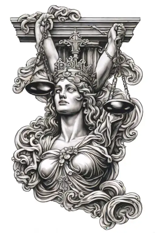 Lady Justice blindfolded tattoo design idea