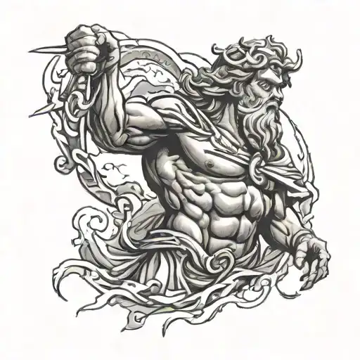 Zeus holding a lightning bolt tattoo design idea