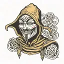anonymous hooded man with cigarette in a mouth tattoo design idea