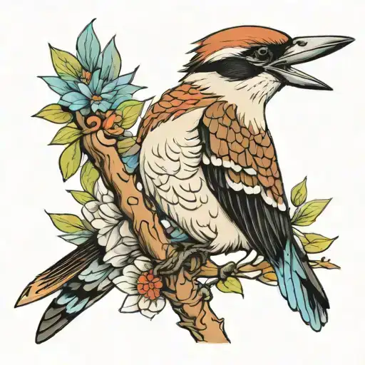444 inside a kookaburra tattoo design idea