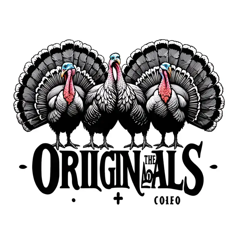 "The Originals" "The Originals" "The Originals" Three Wild Turkeys standing next to each other side tattoo design idea