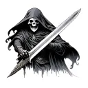 grim reaper holding a sword tattoo design idea